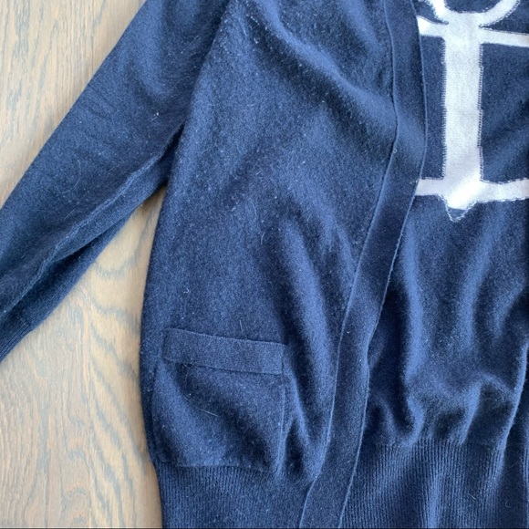 Cortland Park Navy Anchor Cardigan Sz L - Picture 3 of 4